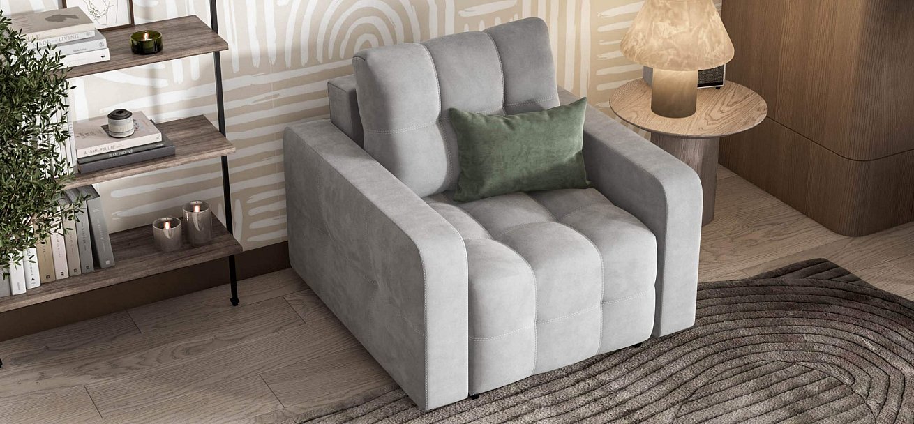 Денди кресло-кровать велюр Монолит сталь