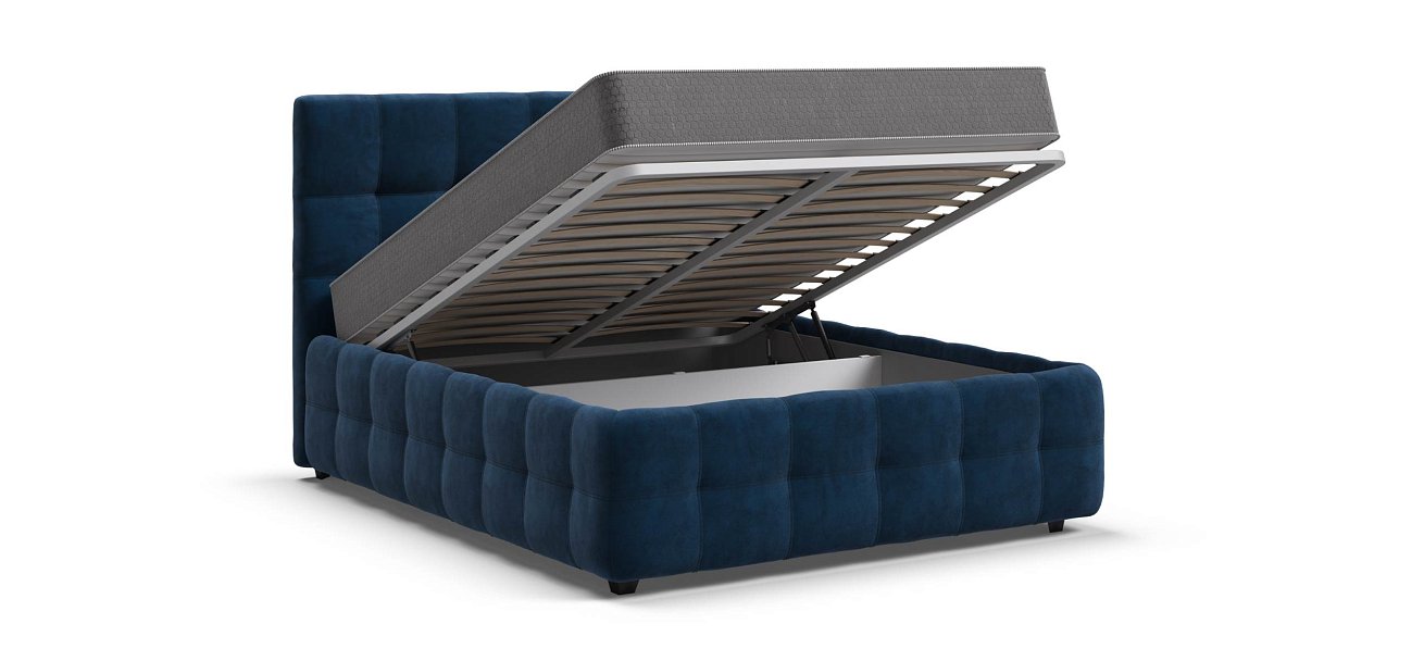 Босс Кровать+ПМ 140*200 велюр Монолит синий