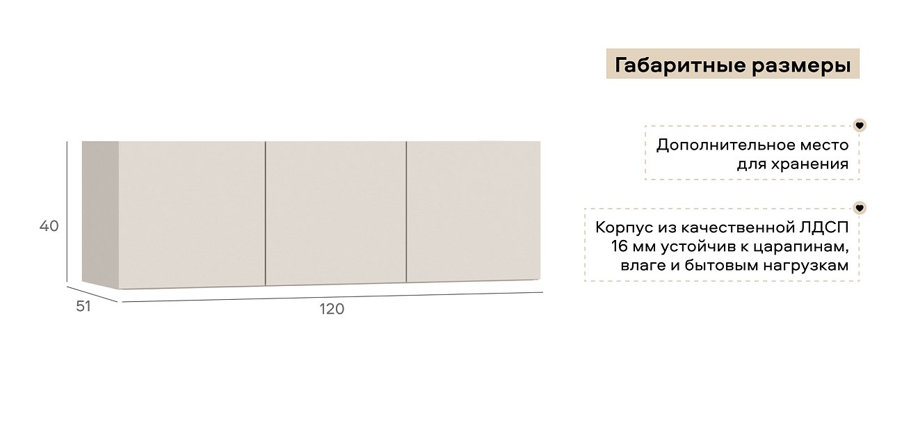 Антресоль 120 3Д Кашемир