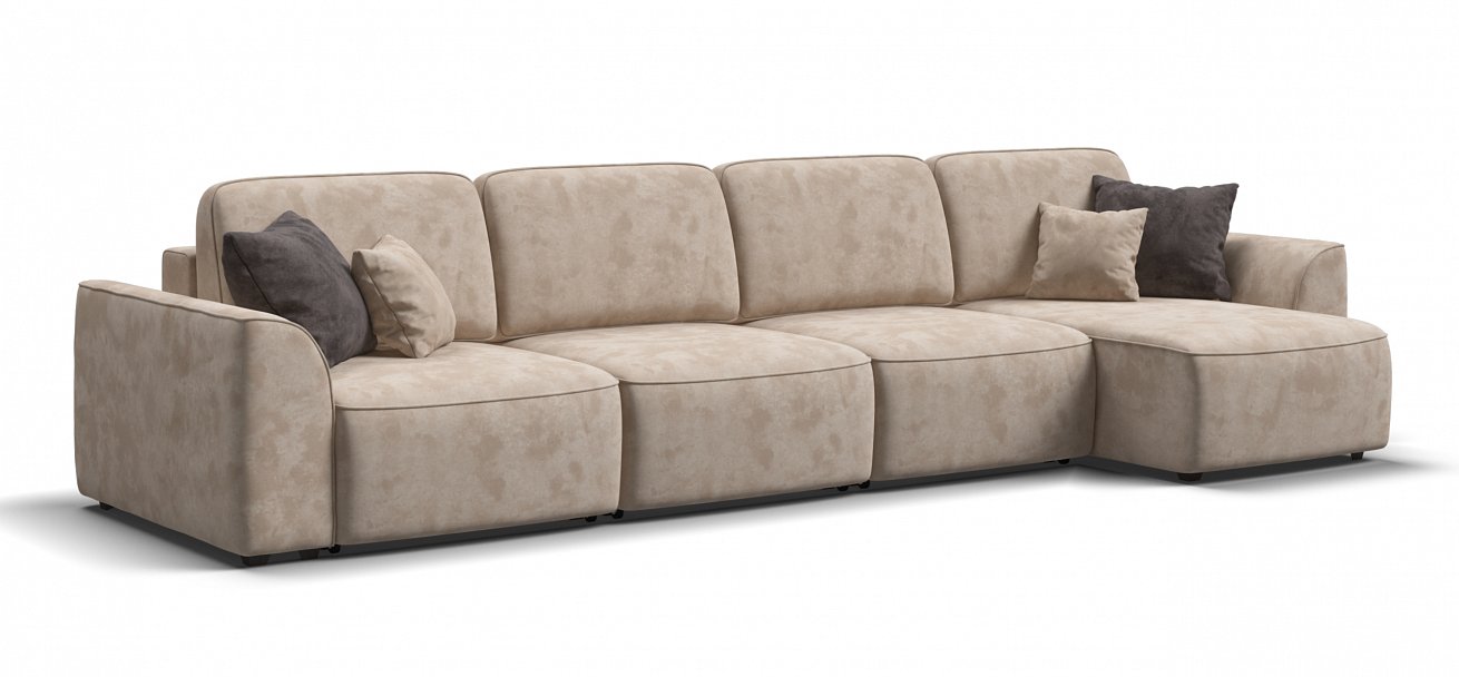 Угловой диван Кинг Модуль Макс велюр Алькантара пепел