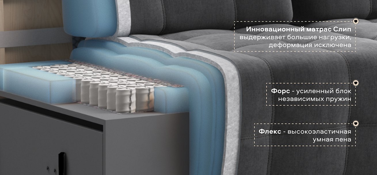 Диван Босс ХО велюр Монолит серый / Камень