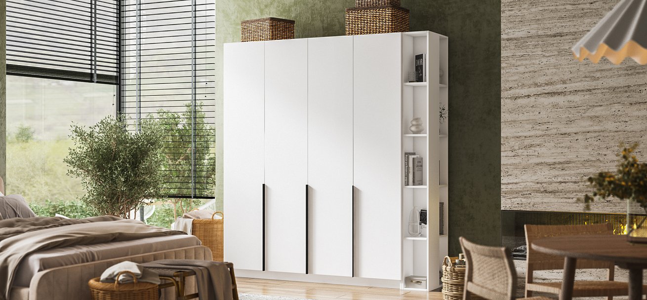 Рим 180 шкаф распашной 4Д 01 Белый