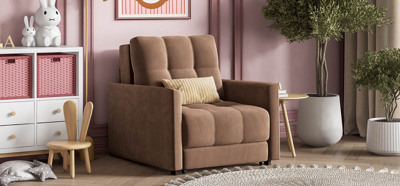 Босс Лофт кресло-кровать велюр Монолит мокко