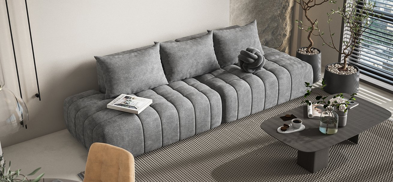 Диван прямой Босс Твин Шенилл Клауд графит