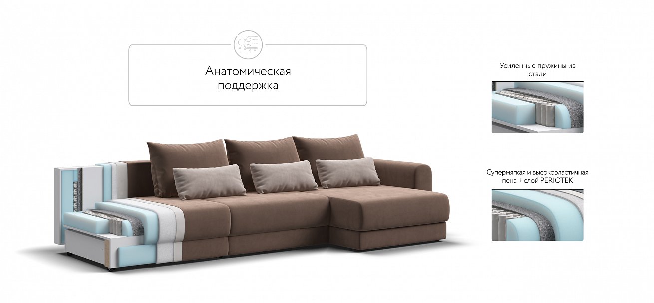 Модульный угловой диван Ричмонд Модуль Макс велюр Монолит мокко