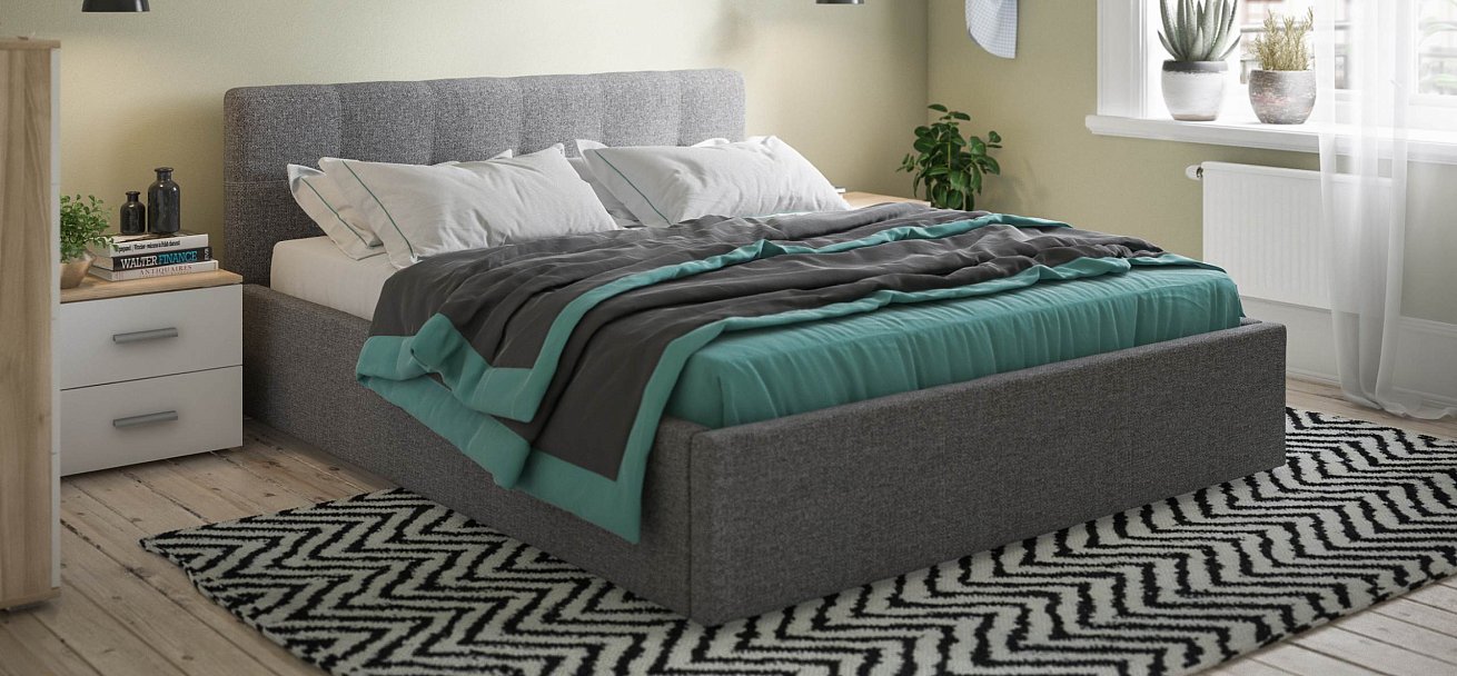 Белла Кровать без ПМ 140*200 Рогожка Мальмо серый