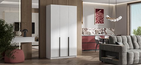 Рим 120 шкаф распашной 3Д+ящики 01 Белый 2