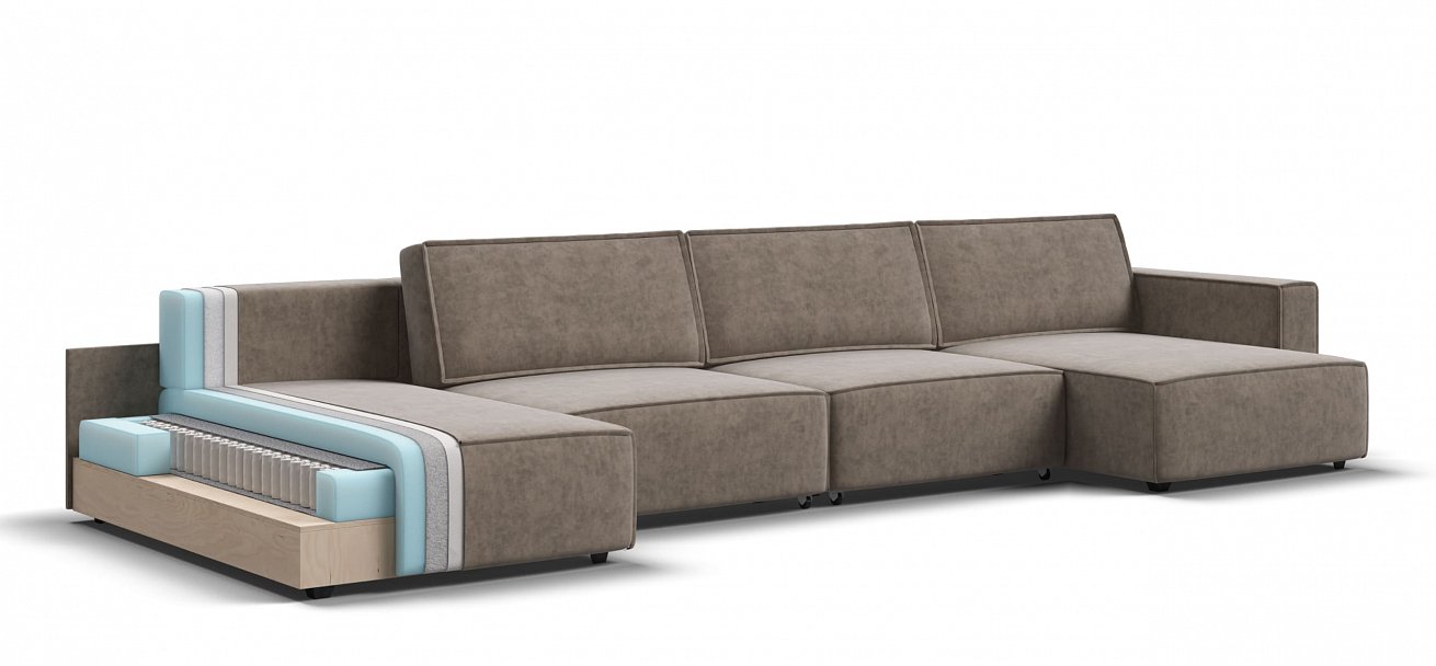 П-образный диван Босс Софт Модуль велюр Роял тауп