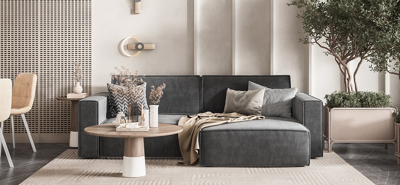 Угловой диван Босс Софт Модуль велюр Монолит серый