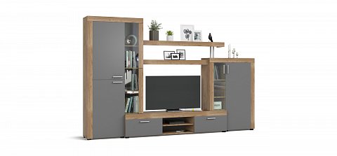 Стенка Монтана Крафт табачный, Серый графит 1