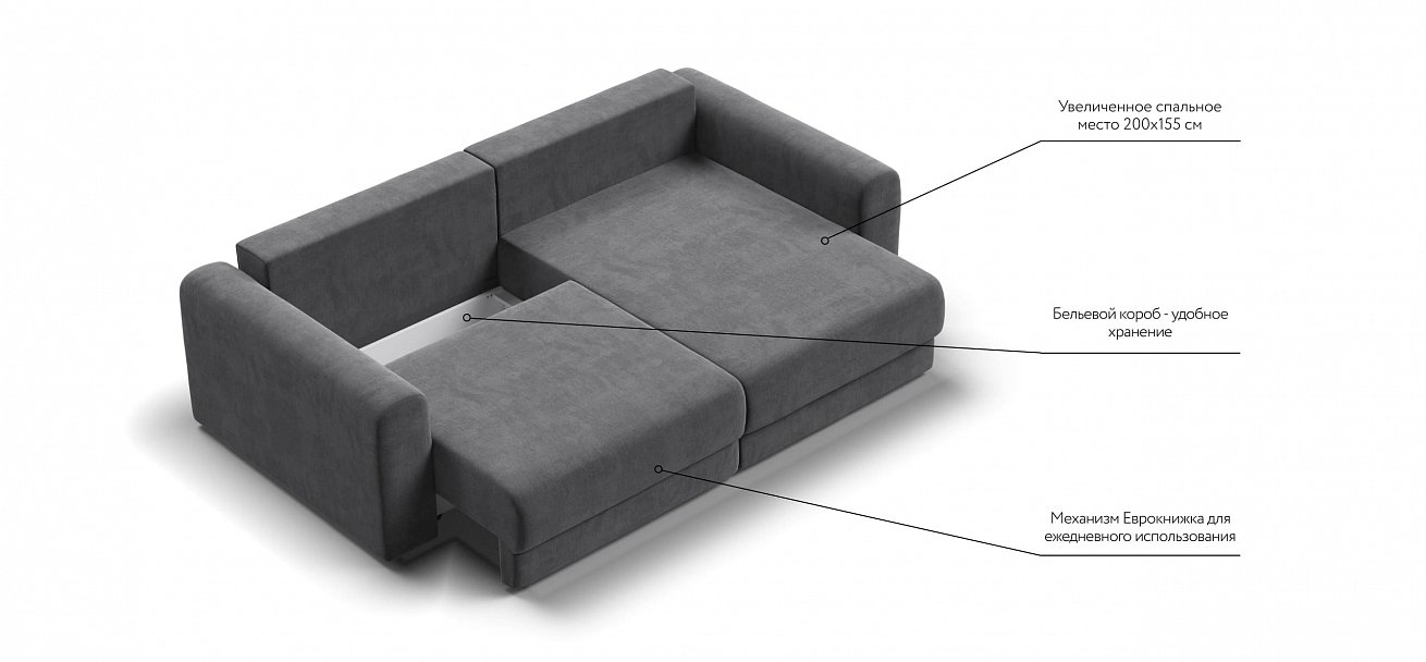 Модульный угловой диван Ричмонд Модуль велюр Монолит серый