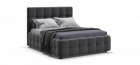 Босс Кровать+ПМ 140*200 велюр Монолит серый 1