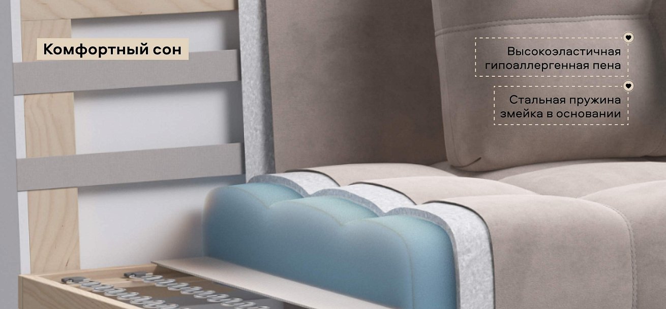 Диван Денди двухместный велюр Монолит латте