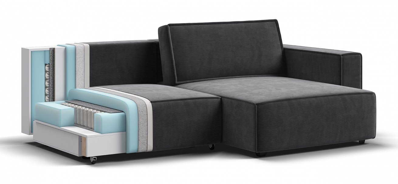 Угловой диван Босс Софт Модуль Вельвет Корд графит