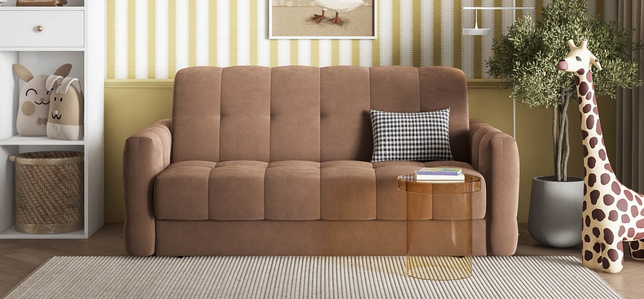 Диван Босс Слип 160 велюр Монолит мокко