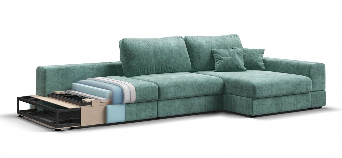 Угловой диван-кровать Босс Модуль ХЛ Шенилл Глосс минт