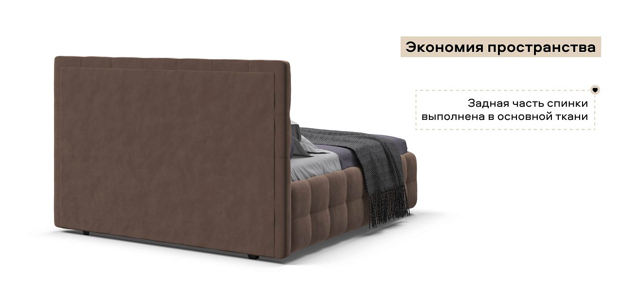 Босс Кровать+ПМ 160*200 велюр Монолит мокко