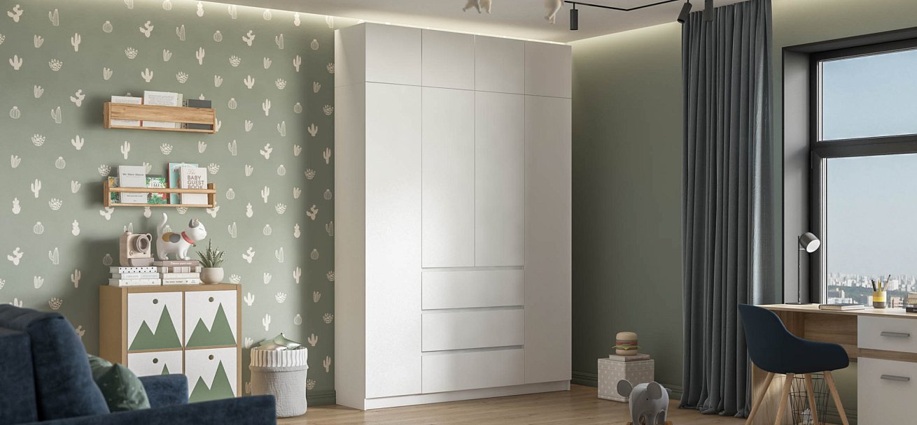 Идея 180 шкаф распашной 4Д+ящики Белый