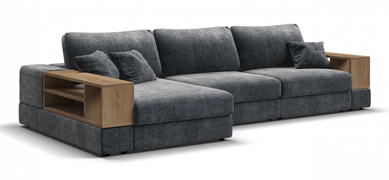 Угловой диван-кровать Босс Модуль ХЛ Шенилл Глосс карбон