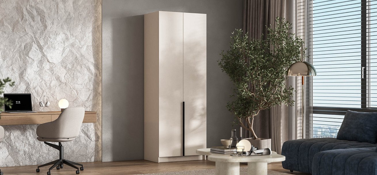 Босс Стандарт 80*220 шкаф распашной 2Д + ящики 01 Кашемир