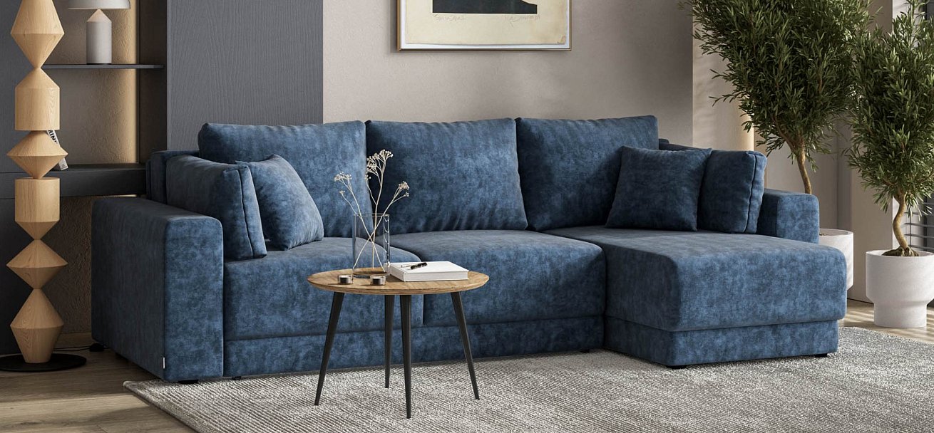 Угловой диван Босс Прайм ХЛ велюр Роял синий