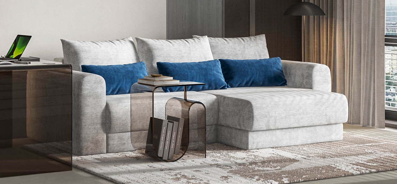 Модульный угловой диван Ричмонд Модуль Вельвет Корд серый