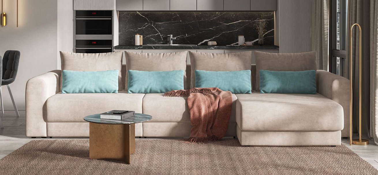 Модульный угловой диван Ричмонд Модуль Макс велюр Монолит латте