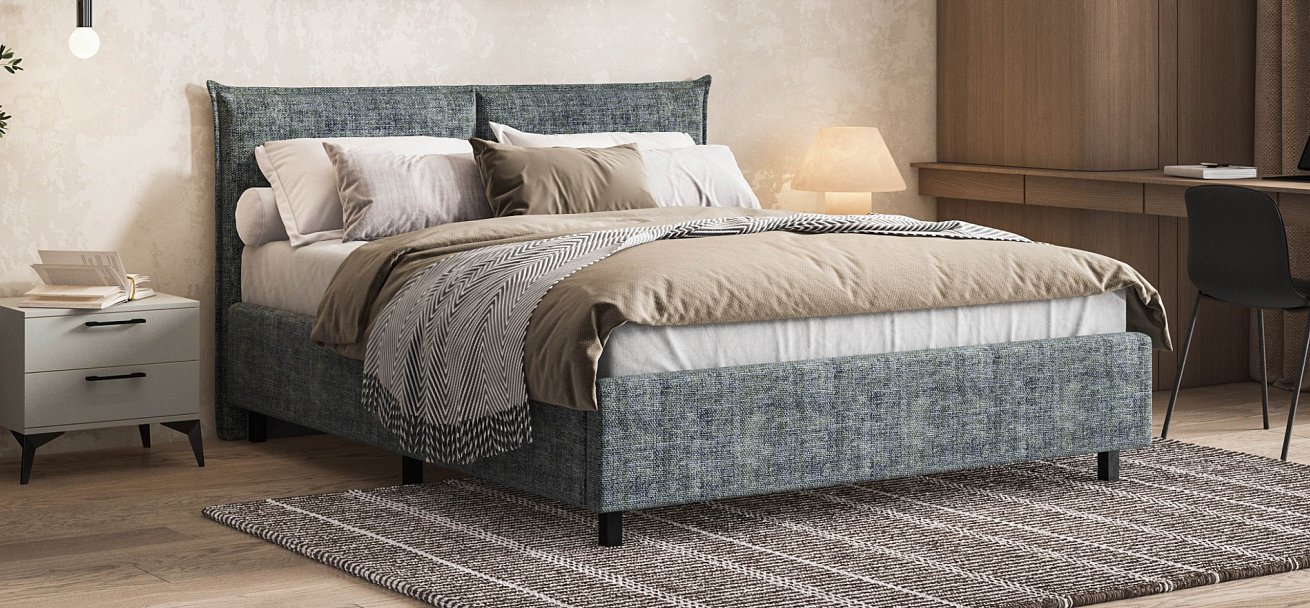 Лео Кровать 160*200 Шенилл Смарт серый