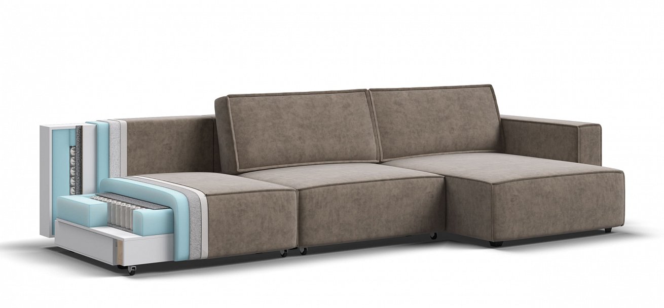 Угловой диван Босс Софт Модуль Макс велюр Роял тауп