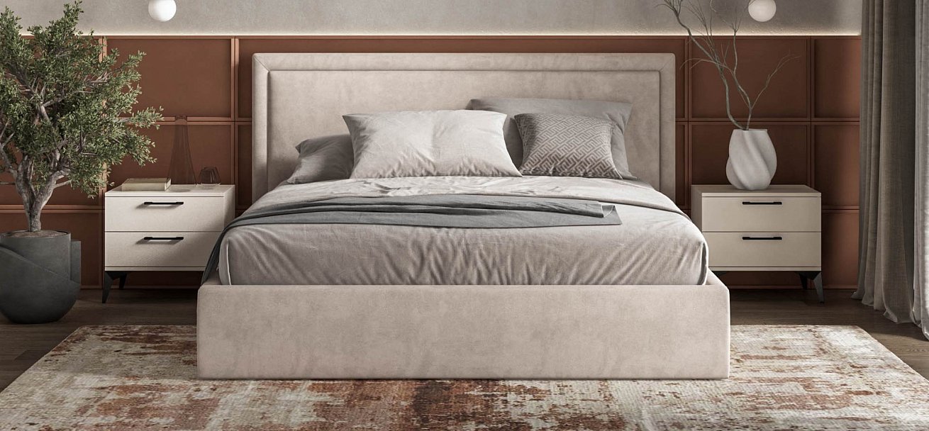 Фрея Кровать без ПМ 160*200 велюр Монолит латте