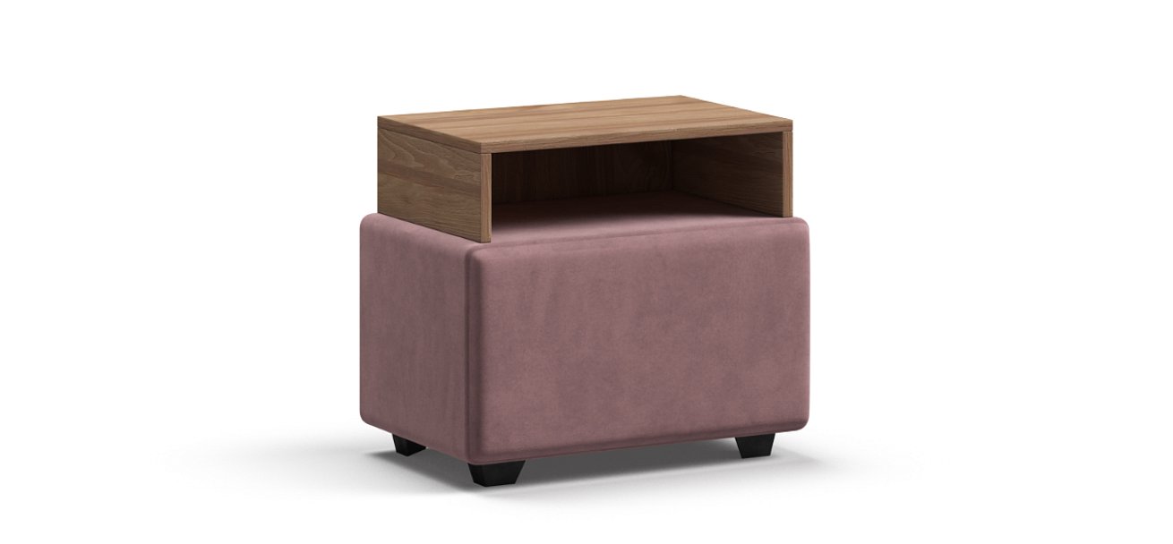 Тумба Босс велюр Монолит розовый, Орех селект