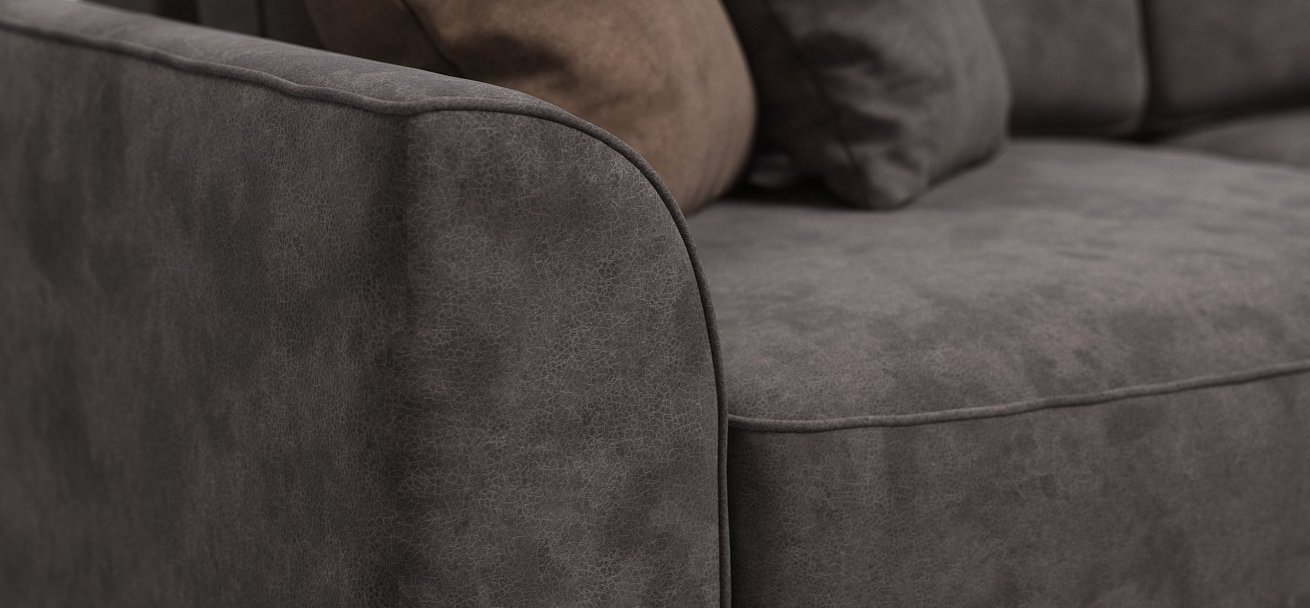 П-образный диван Кинг Модуль велюр Алькантара серый