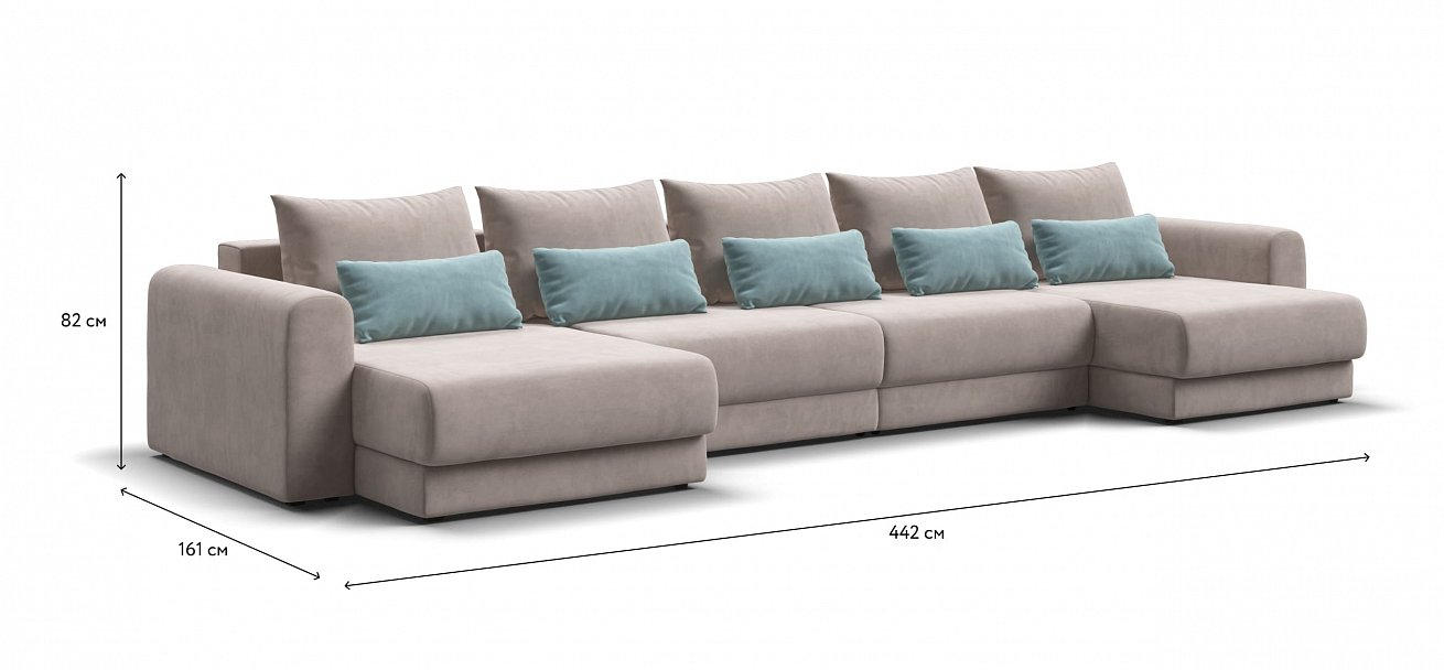 Модульный п-образный диван Ричмонд Модуль велюр Монолит латте