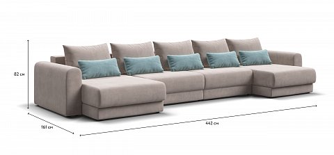 Модульный п-образный диван Ричмонд Модуль велюр Монолит латте 1