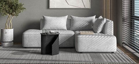 Диван угловой правый Кинг Твин Шенилл Клауд серый 2