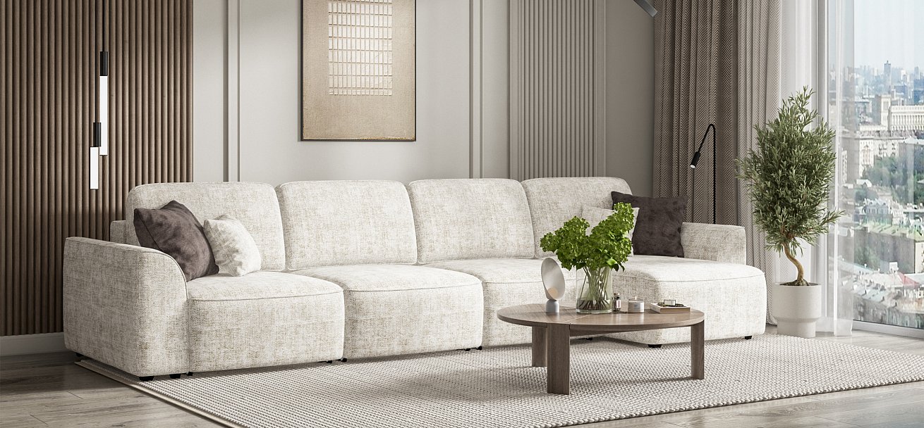 Угловой диван Кинг Модуль Макс Шенилл Смарт кварц