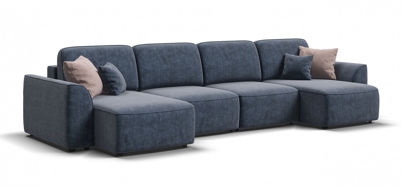 П-образный диван Кинг Модуль велюр Роял синий