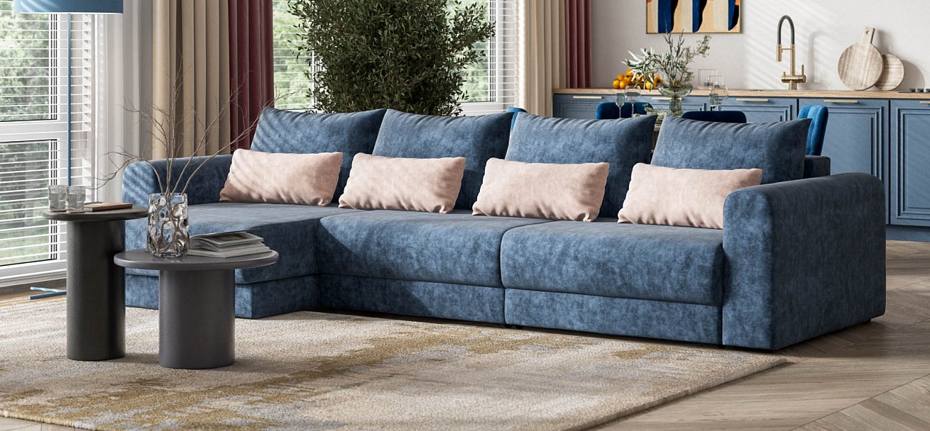 Модульный угловой диван Ричмонд Модуль Макс велюр Роял синий