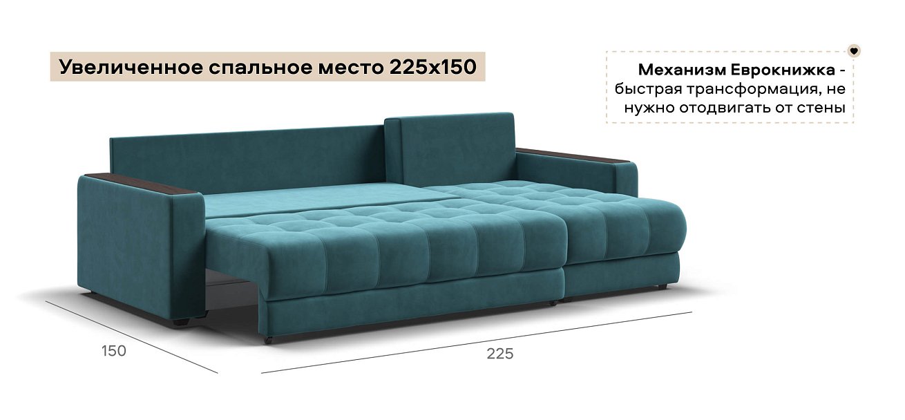 Угловой диван Босс Классик велюр Монолит зеленый