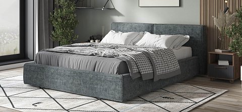 Норд Кровать+ПМ 160*200 Шенилл Смарт серый 2