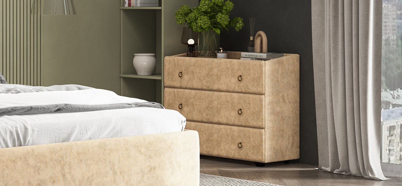 Комод Босс Классик велюр Роял шампань, Орех селект