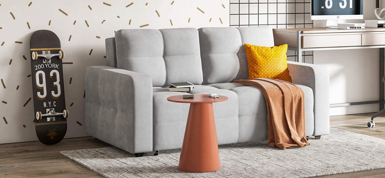 Диван Денди двухместный велюр Монолит сталь