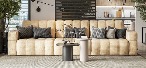 Диван Босс ХО Макс велюр Роял шампань / Снежная Сонома 2