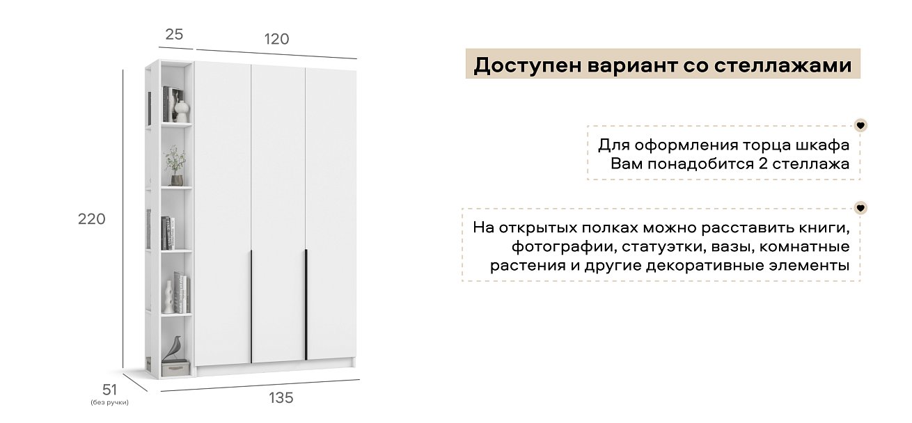 Босс Стандарт 120*220 шкаф распашной 3Д + ящики 01 Белый