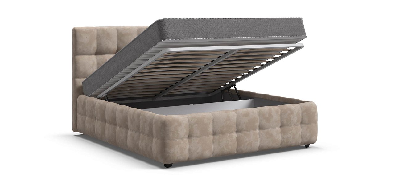 Босс Кровать+ПМ 160*200 велюр Алькантара пепел