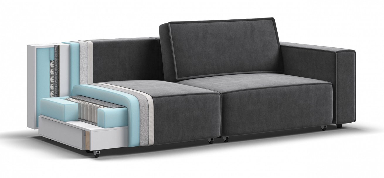 Диван Босс Софт Модуль велюр Монолит серый