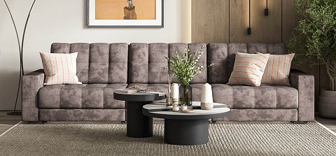 Диван Босс Гранд велюр Алькантара серый 2