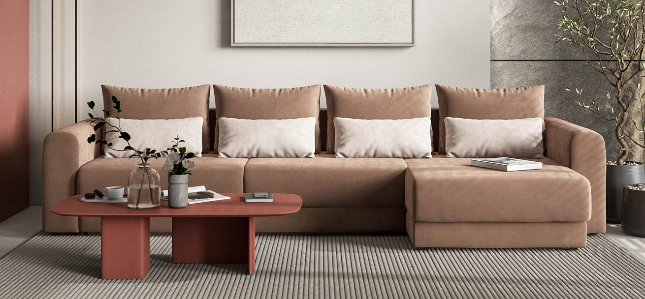 Модульный угловой диван Ричмонд Модуль Макс велюр Монолит мокко