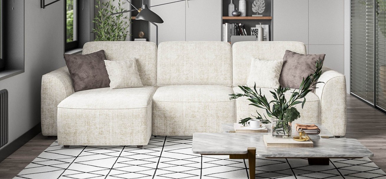 Угловой диван Кинг Шенилл Смарт кварц