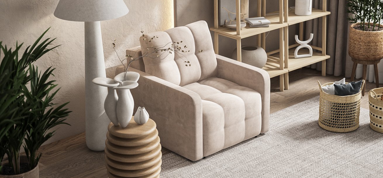 Кресло-кровать Денди Слим велюр Монолит латте